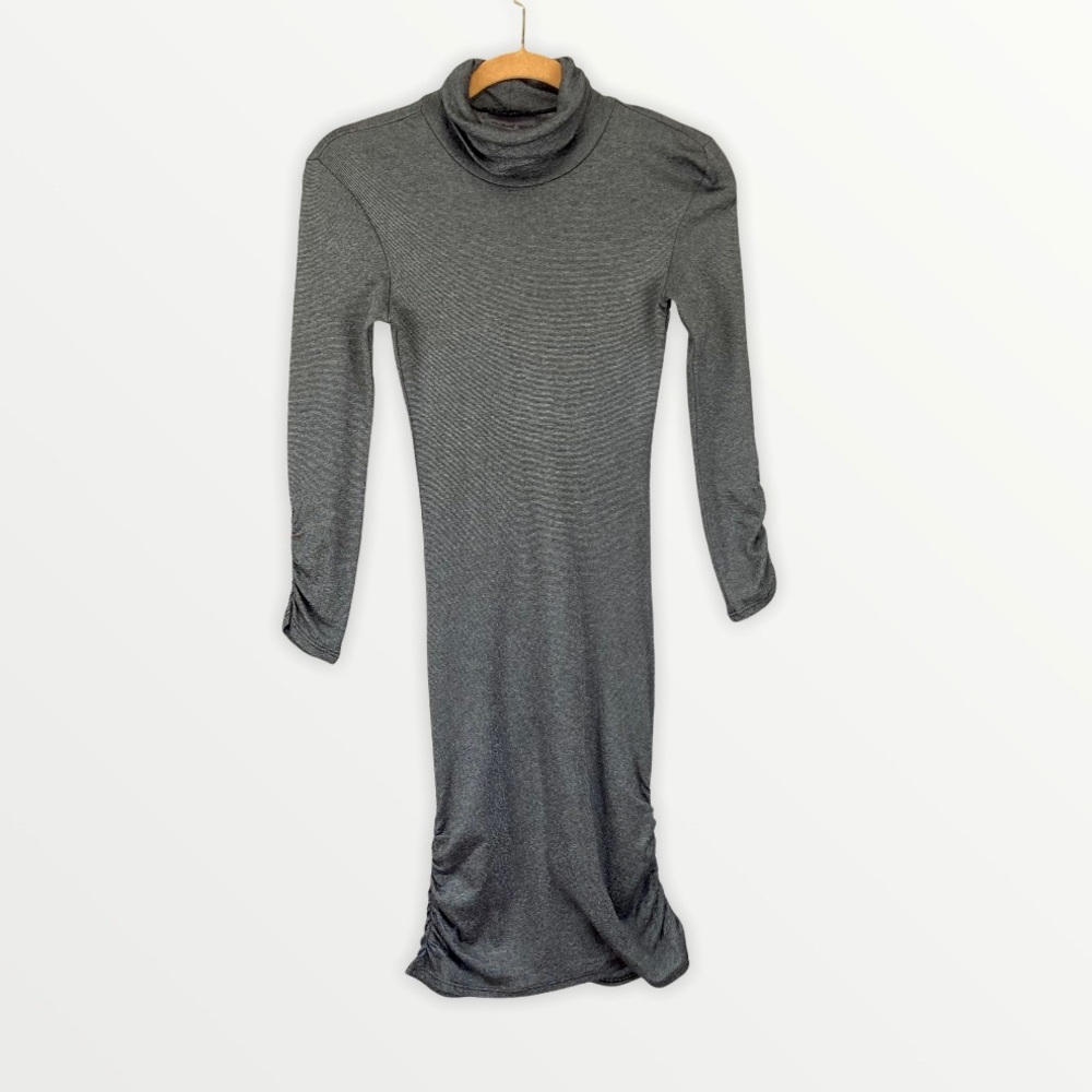 Michael Stars Womens Turtleneck Long Sleeve Dress Gray Metallic Dress One Size